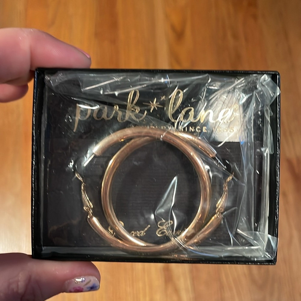 Park Lane gold hoops with Jewelry Box